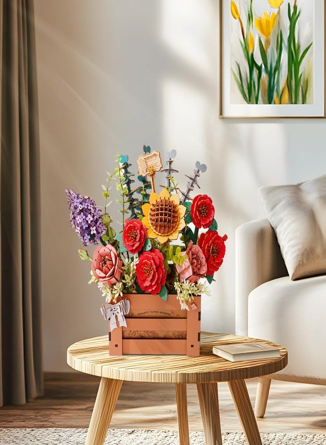 Wowood 3D Wooden Flower Puzzle for Adults-Wooden Bloom Box, DIY Craft Model Kit Building Set, Botanical Decor Creative Gift for Lovers Nature Enthusiasts (658PCS) - Image 2